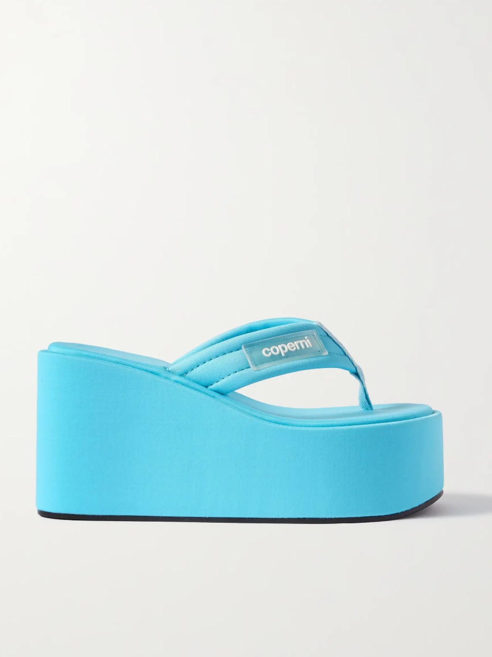 Coperni Platform Branded Wedge Sandal In Turquoise